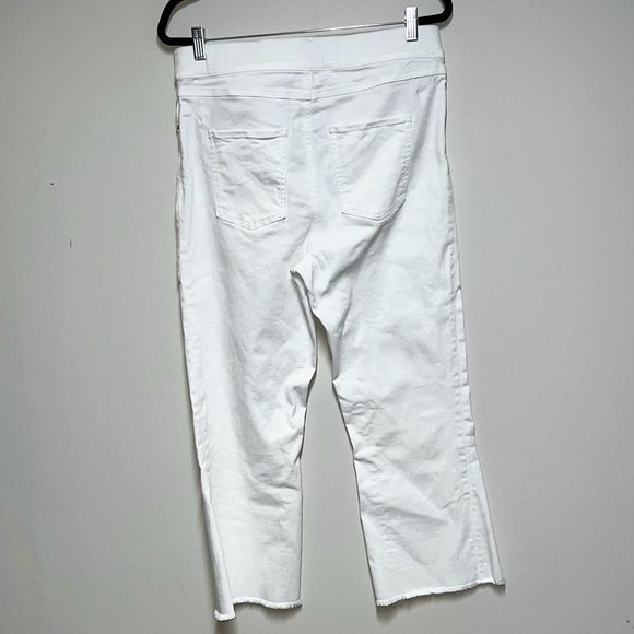 Spanx White Denim crop Flare Raw Hem Jeans Womens Sz XL - Picture 4 of 9